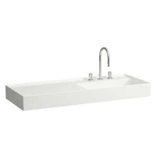 Umywalka ścienna Laufen Kartell by Laufen, 120x46cm, blat z lewej strony, bez przelewu, ukryty odpływ, otwór na baterię, biały