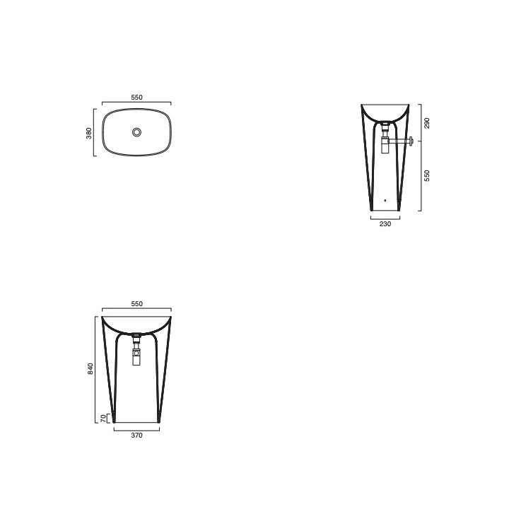 Umywalka wpuszczana w blat Catalano Green Lux, 40x40cm, bez przelewu, biały satynowy