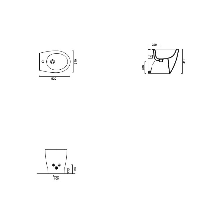 Bidet stojący przyścienny Catalano Velis, 57x37cm, biały połysk