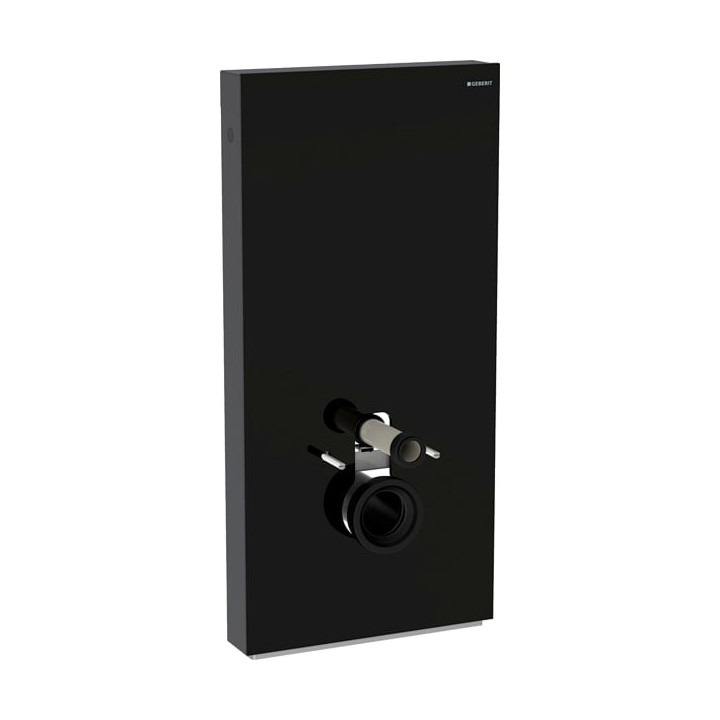 Moduł sanitarny Geberit Monolith Plus do WC wiszącego, szkło czarne/aluminium czarny chrom, H114, mocowanie 18 cm