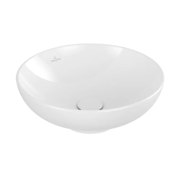 Umywalka nablatowa Villeroy & Boch Loop & Friends, okrągła, 38cm, z przelewem, Weiss Alpin CeramicPlus