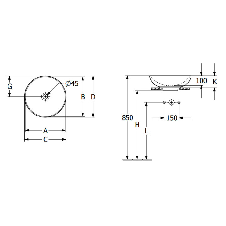 Umywalka nablatowa Villeroy & Boch Loop & Friends, okrągła, 42cm, z przelewem, Weiss Alpin