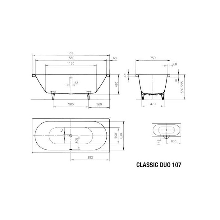 Wanna Kaldewei Classic Duo 107 170x75 cm- sanitbuy.pl