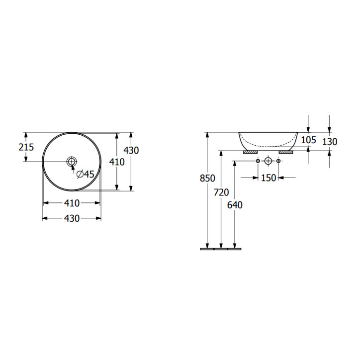 Umywalka Villeroy&Boch Artis stawiana na blacie, śr. 43 cm, Weiss Alpin CeramicPlus