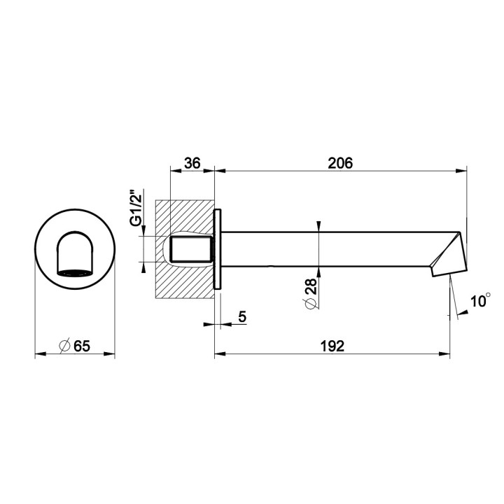 Wylewka umywalkowa Gessi Anello, ścienna, zasięg 209mm, chrom