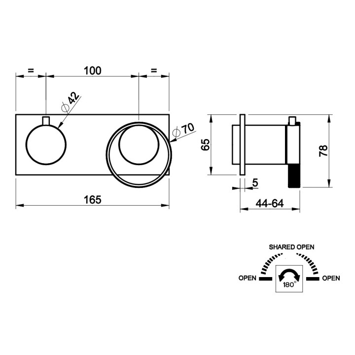 Bateria wannowa Gessi Anello, podtynkowa, 2 wyjścia wody, chrom