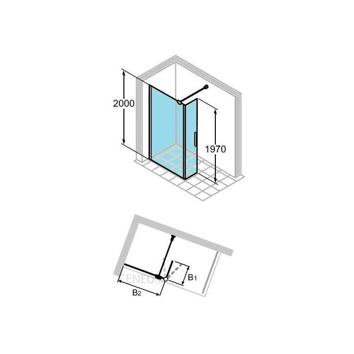 Huppe Walk-in Design Pure 130 chrom szkło przezroczyste Anti Plaque
