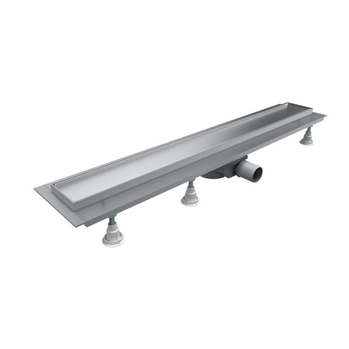 Odpływ liniowy Shedpol Base-Low, 70cm, maskownica Plate do wypełnienia płytkami, aluminium