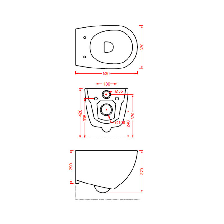 Miska Artceram File 2.0, wisząca bezrantowa, 36x52 cm, grey olive