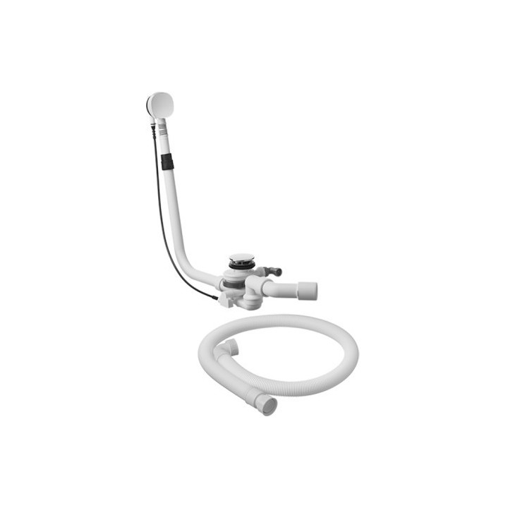 Zestaw przelewowo-odpływowy Duravit Quadroval, z napełnianiem wody, dla wanien z odpływem centralnym, chrom