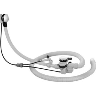 Zestaw przelewowo-odpływowy Duravit Quadroval, z napełnianiem wody, dla wanien z hydromasażem z wąską krawędzią, chrom