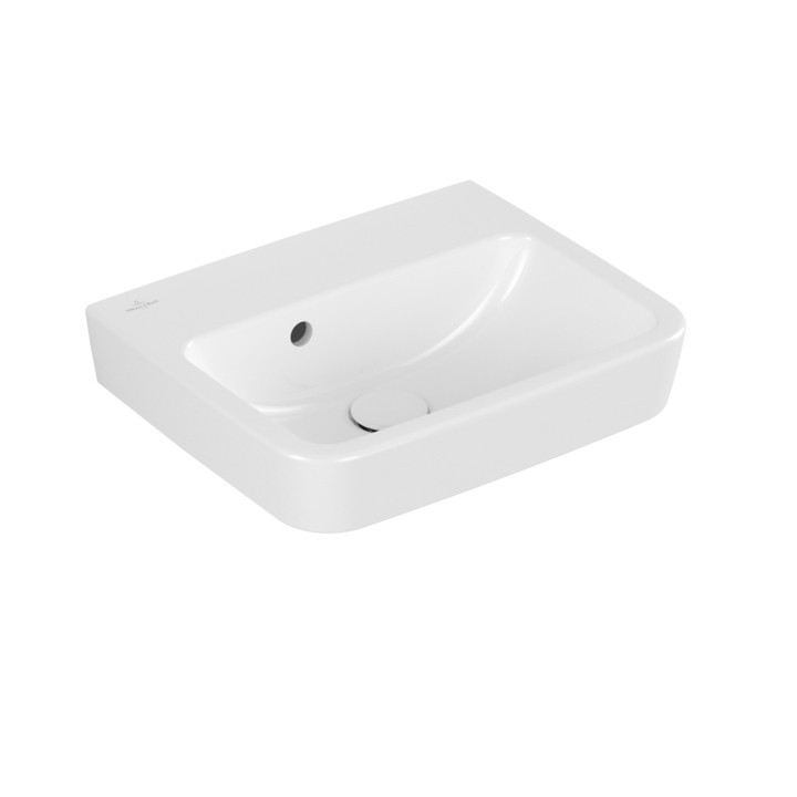 Umywalka wisząca Villeroy & Boch O.novo, 45x37cm, z przelewem, otwór na baterię, Weiss Alpin