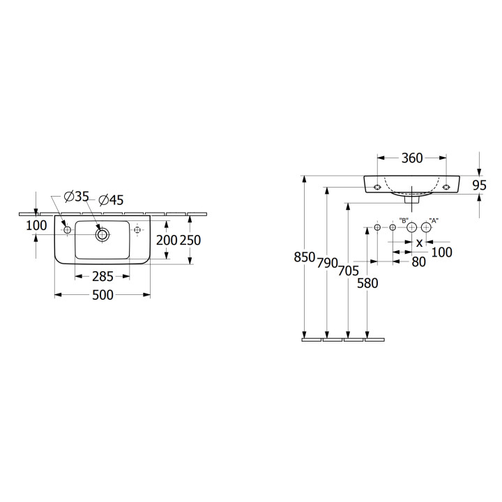 Zlew Villeroy&Boch O.novo, 45x35cm, bez przelewu, Weiss Alpin CeramicPlus