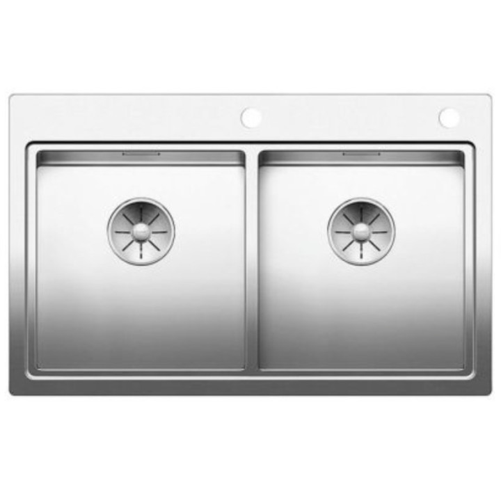 Zlewozmywak Blanco Claron 400/400-IF/A, 88,5x51cm, system odpływowy inFino, dwie komory, stal szlachetna polerowana