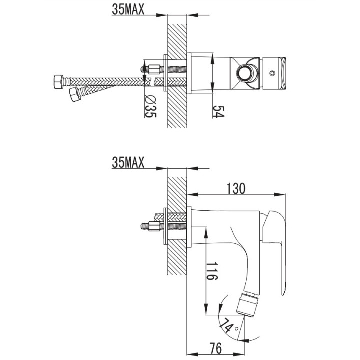 Bateria umywalkowa Omnires Sacramento, stojąca, wysokość 279mm, chrom