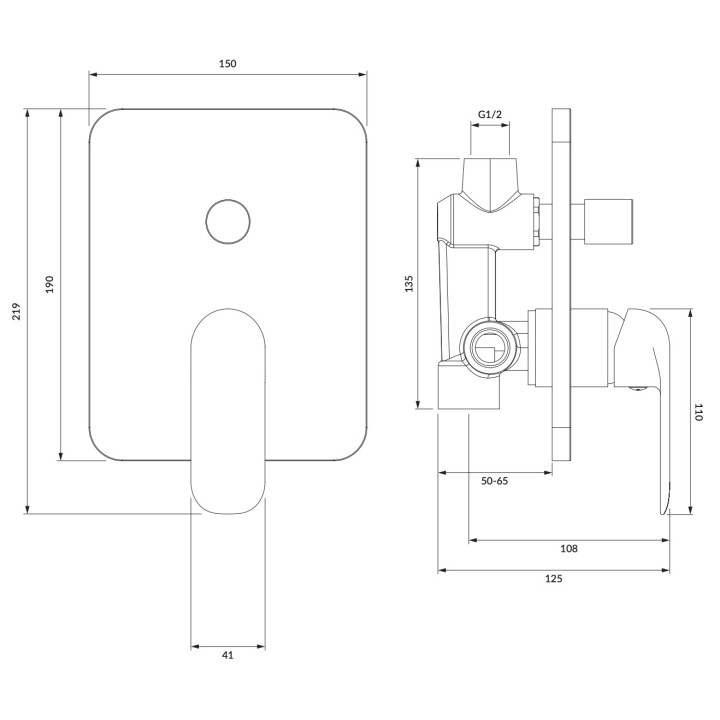 Bateria umywalkowa Omnires Sacramento, podtynkowa, wylewka 178mm, chrom