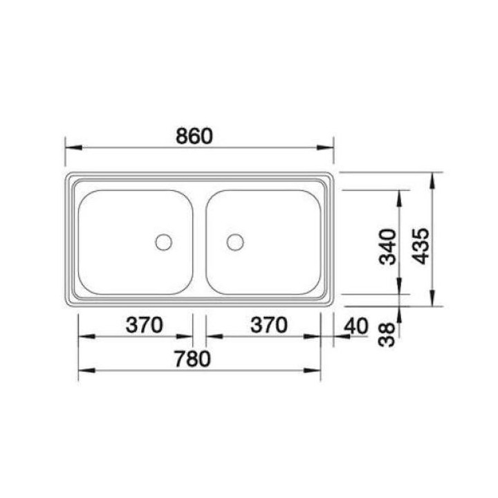 Zlewozmywak Blanco Zerox 400/400-U, 865x400mm, 2 komory, system odpływowy InFino, stal szlachetna polerowana