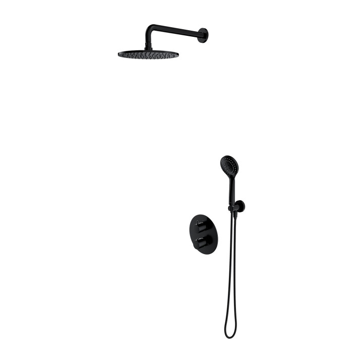 Termostatyczny zestaw natryskowy Omnires Y, natynkowy, 2 wyjścia wody, czarny mat