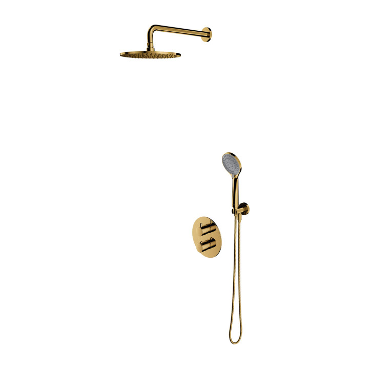 Termostatyczny zestaw natryskowy Omnires Y, natynkowy, 2 wyjścia wody, czarny mat