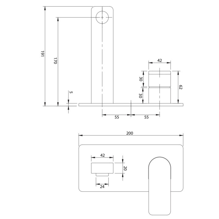 Bateria umywalkowa Omnires Baretti, stojąca, wysokość 277mm, wylewka 152mm, chrom