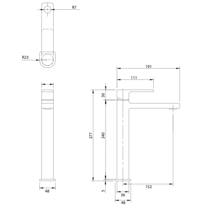 Bateria umywalkowa Omnires Baretti, stojąca, wysokość 170mm, wylewka 117mm, chrom