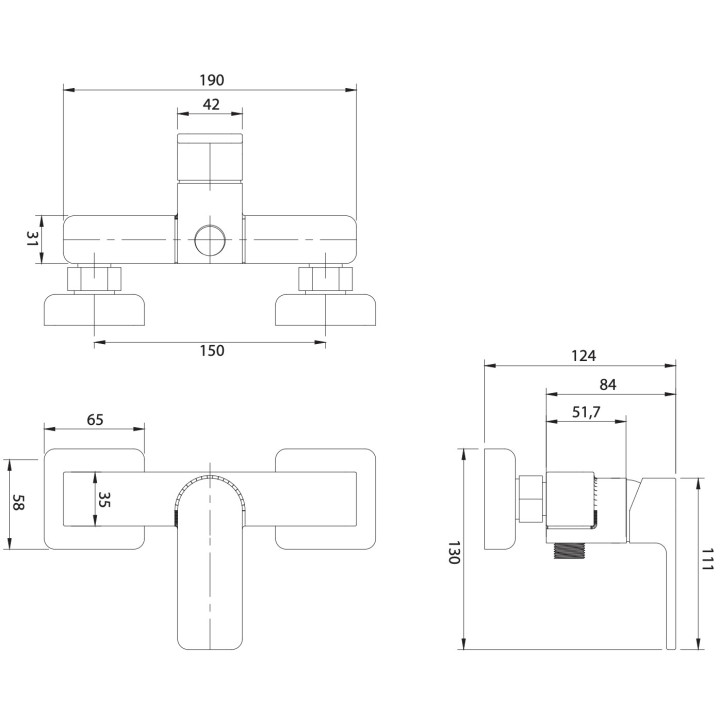 Bateriabidetowa Omnires Baretti, stojąca, wysokość 127mm, wylewka 167mm, chrom