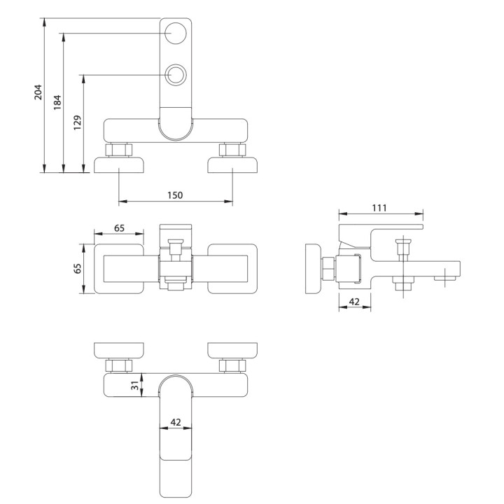 Bateria prysznicowa Omnires Baretti, natynkowa, 1 wyjście wody, chrom