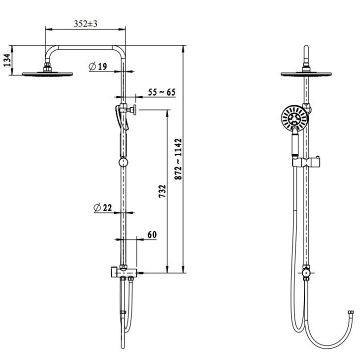 System prysznicowy Omnires Darling chrom deszczownica 20cm, wysokość 88-114cm- sanitbuy.pl