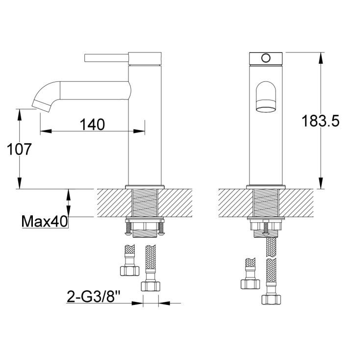 Bateria umywalkowa Kohlman Axel, stojąca, wysokość 143mm, wylewka 120mm, chrom