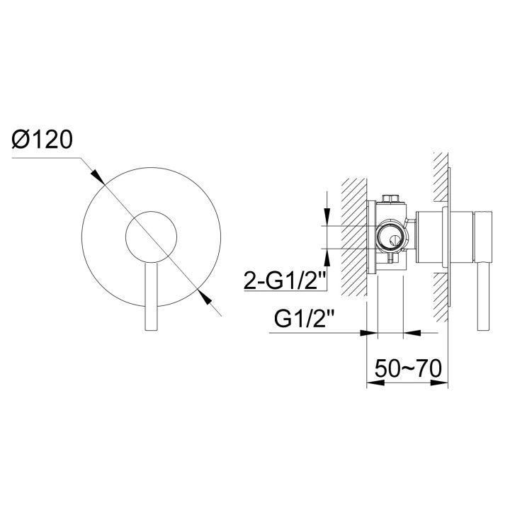 Zestaw prysznicowy Kohlman Axel, podtynkowy, 2 wyjścia wody, deszczownica 20cm, słuchawka 1-funkcyjna, chrom