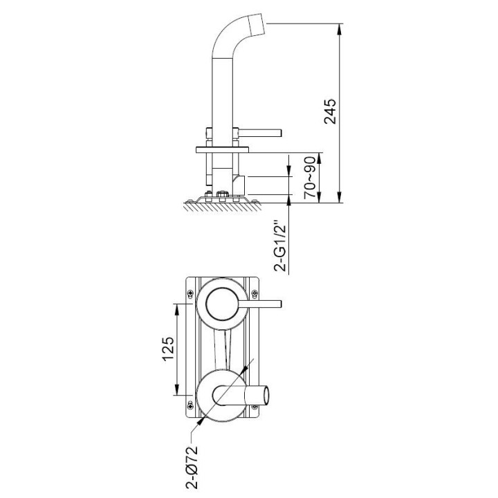 Bateria umywalkowa Kohlman Axel Gold, stojąca, wysoka - złota błyszcząca