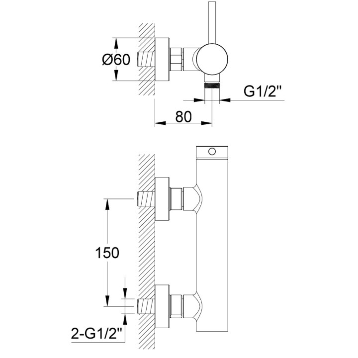 Bateria wannowa Kohlman Axel, natynkowa, wylewka 205mm, 2 wyjścia wody, chrom