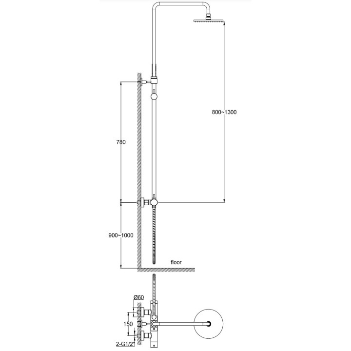 Termostatyczna bateria wannowa Kohlman Axel, podtynkowa, 3 wyjścia wody, chrom