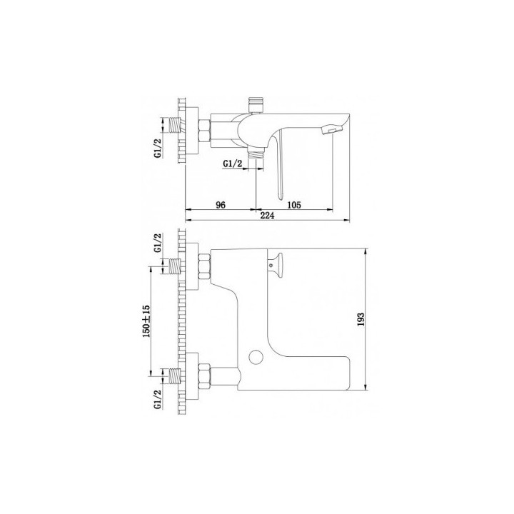 Bateria wannowa Kohlman Experience, natynkowa, czarny mat
