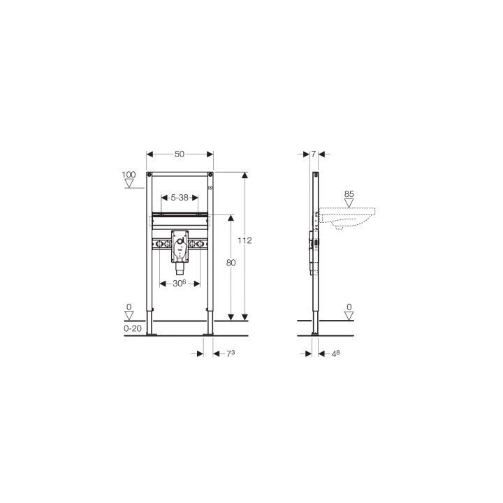 Element montażowy Geberit Duofix do umywalki dla baterii stojącej H112