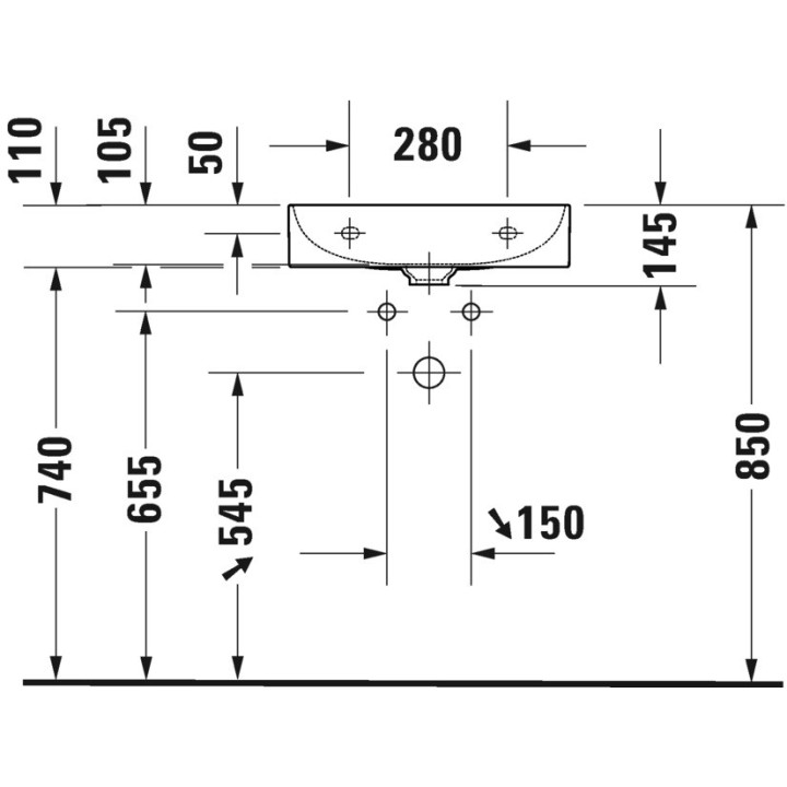 Umywalka meblowa szlifowana Duravit DuraSquare, 80x47, bez otworu na baterię, biała