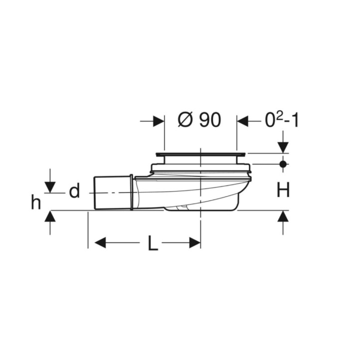 Zestaw odpływowy do brodzików Geberit d90, zasyfonowanie 30mm, pokrywa odpływu, chrom