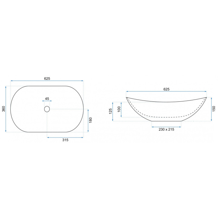 Umywalka nablatowa Rea Royal White Gold, 62,5x36cm, bez przelewu, biały/złoty