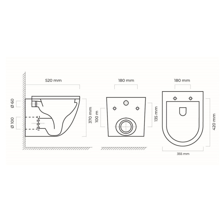 Miska wisząca WC Oltens Hamnes, 52x35,5cm, PureRim, powłoka SmartClean, czarny mat