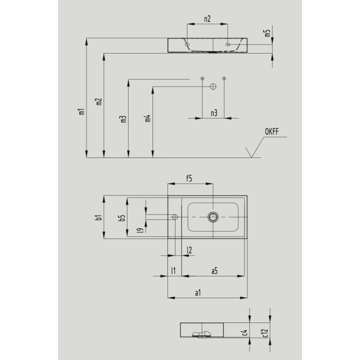 Umywalka ścienna Kaldewei Puro, 55x30cm, bez przelewu, otwór na baterię po prawej stronie, powierzchnia uszlachetniona, model 31