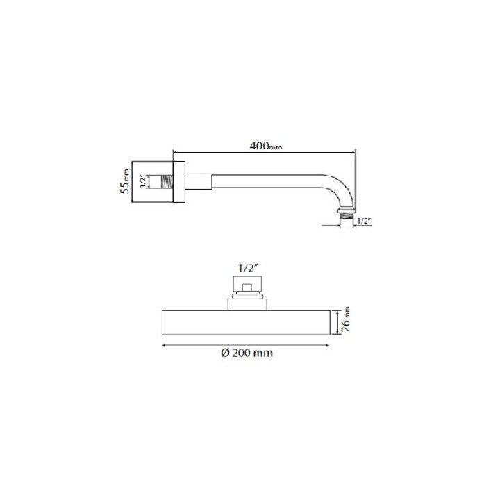 Deszczownica okrągła 200mm + ramię Vicario- sanitbuy.pl