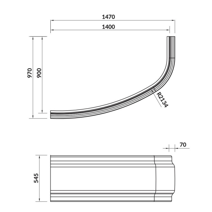 Panel czołowy Cersanit Joanna New, 140, prawy/lewy, biały
