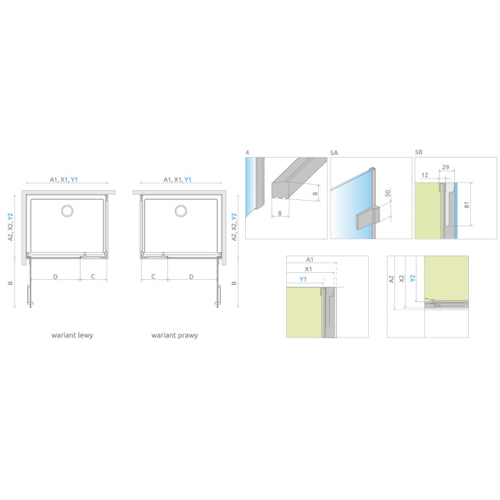 Front kabiny prysznicowej Radaway Arta KDJ II, lewy, 140x200cm, szkło przejrzyste, profil Chrome+