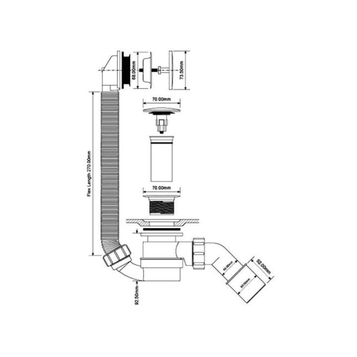 Zestaw odpływowo-przelewowy dla wanien i głębokich brodzików McAlpine, kilk-klak, antyczny brąz