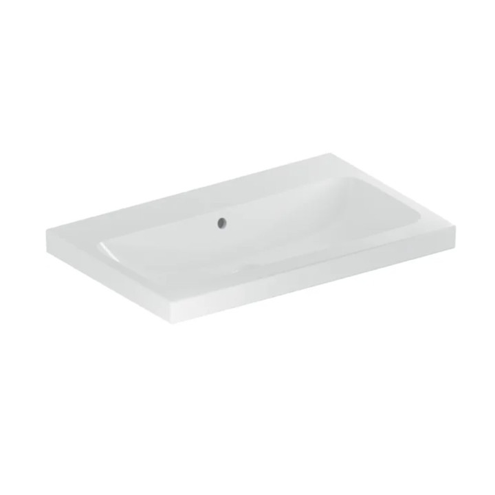 Umywalka nablatowa Geberit iCon, 75x48cm, z przelewem, bez otworu na baterię, biały