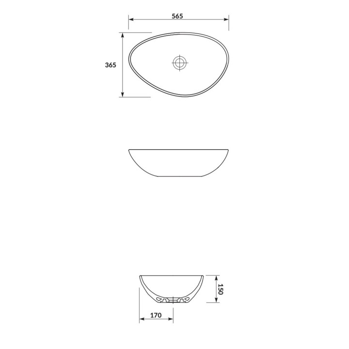 Umywalka nablatowa Cersanit Moduo 55, 56,5 x 36,5 cm, kształt nieregularny, bez przelewu, biały