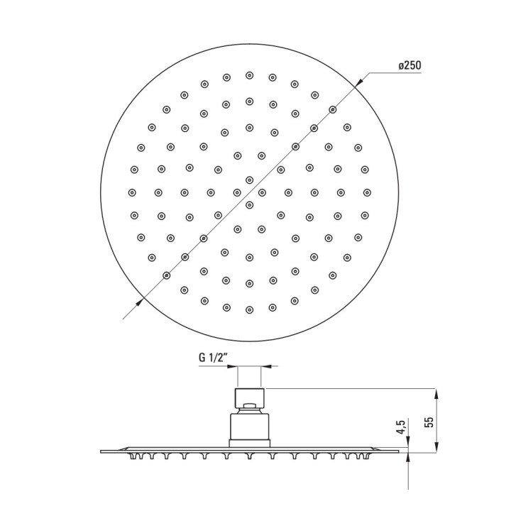 Deszczownica Tres, okrągła, 300mm, biel matowa