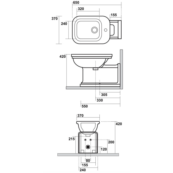 Bidet stojący Kerasan Waldorf Prolungato, otwór na baterię, przelew, biały, wykończenia chrom