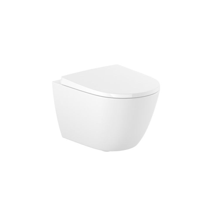 Miska WC podwieszana, Roca Gap Square Rimless Compacto 48×34 cm, MaxiClean, biała