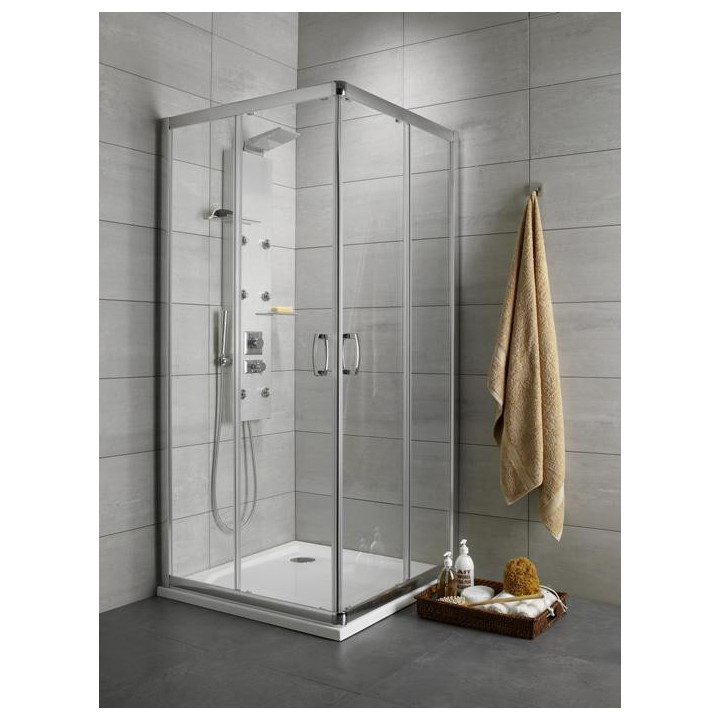 Półokrągła kabina prysznicowa Radaway Premium A 1700, 90x90cm, rozsuwana, szkło fabric, profil chrom